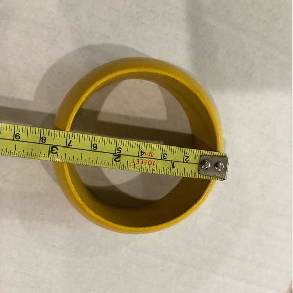 Wood Bangle, Yellow circular design - Picture 3 of 3